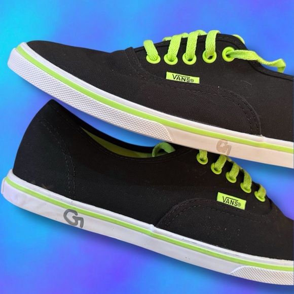 Vans Black with Neon Green Accents Shoes - Picture 2 of 10
